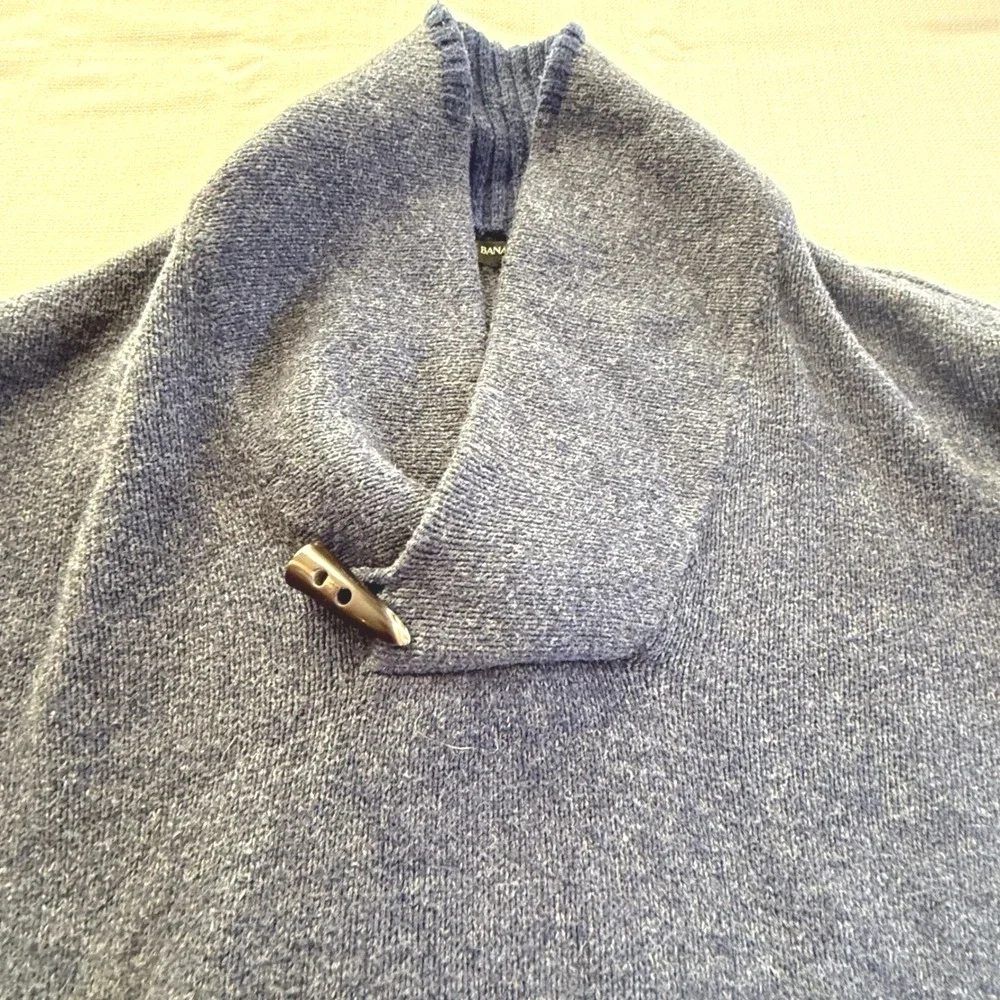 Banana Republic Mens XL Navy Blue Shawl Collar Toggle Wool Blend‎ Sweater